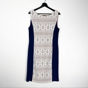 ANNE KLEIN Blue and White Dress